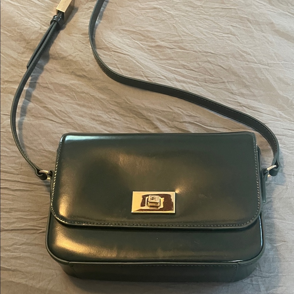 J. Crew Dark Green Leather Crossbody Bag